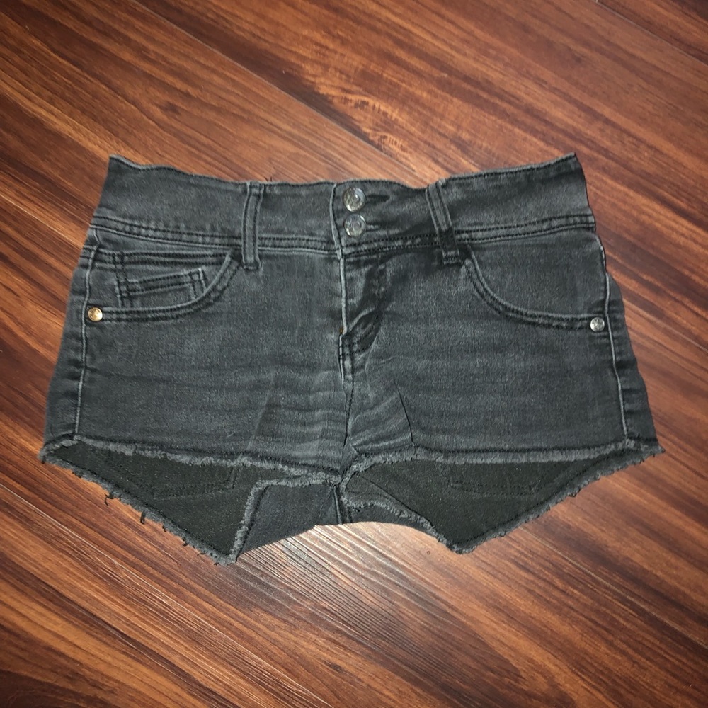 Black denim shorts
